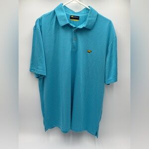 Jack Nicklaus Men's Polo Shirt Large Blue Stripe Short‎ Sleeve Golf Bear Logo